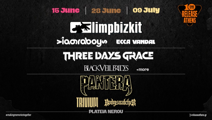 Release Athens 2026: Προσφορά τριημέρου / Limp Bizkit + Three Days Grace + Pantera