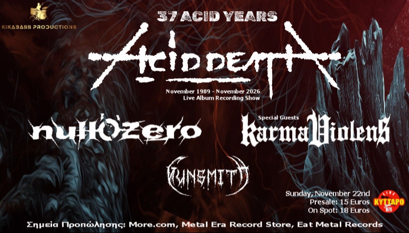 ACID DEATH / NULL O ZERO / KARMA VIOLENS / GUNSMITH στο ΚΥΤΤΑΡΟ live stage 